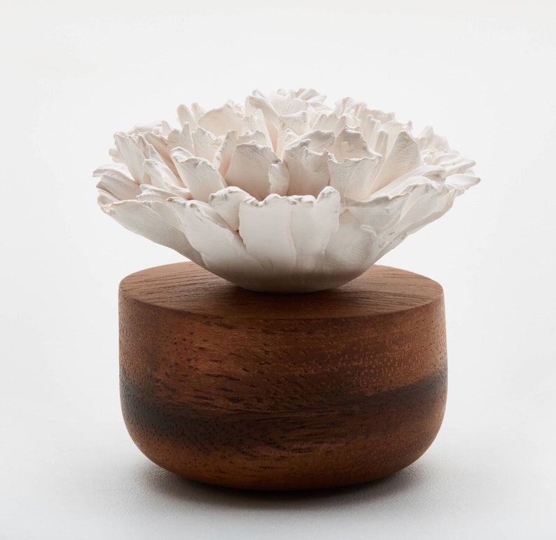 Oil diffuser porcelain diffuser coral flower wood acacia Etsy