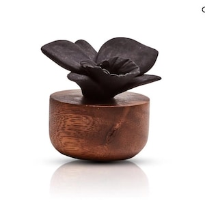 Aromadiffusor, Schwarze Orchidee, für ätherische Öle oder Raumdüfte, rund, aus Holz, 7 cm Durchmesser, umweltfreundlich, dekorativ