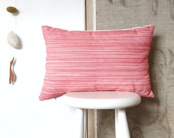 Simple cushion cover/ Linen  and cotton cushion/natural fibres/ vintage linen/hemptextiles/pillowcase/ikat/ pink/yellow/