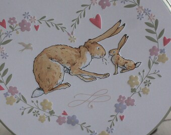 box, 2 pcs Bunny box, tin box, easter tin box, cookie box, 14 cm diameter, easter decoration