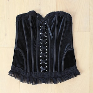 Corset ,black velvet corset with lace, wedding corset, party corset size S/M, lingerie