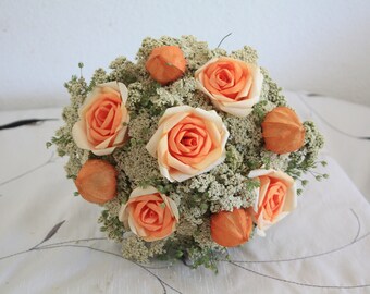 Dried flower bouquet with paper roses, wild flowers , boho wedding, wedding bouquet, centerpiece, cottage decoration