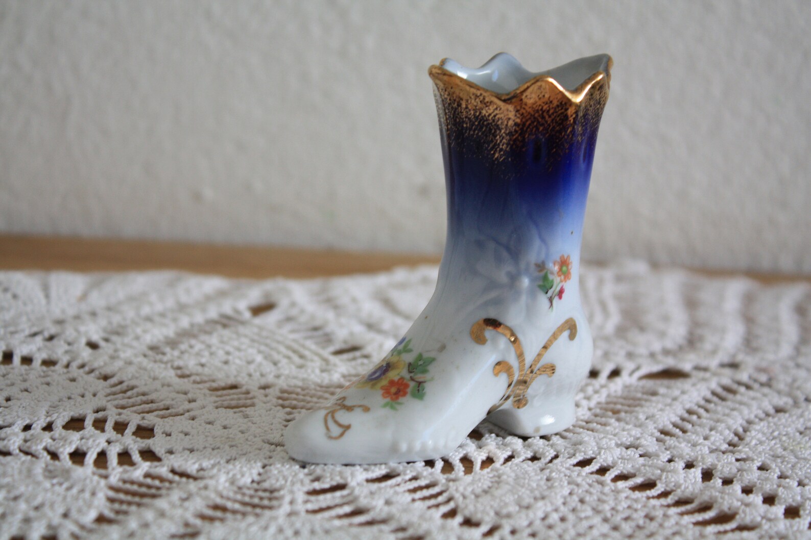 Porcelain Victorian Shoe Vase, Cottage Style, Romantic French Country
