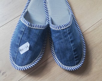 jeans slippers, denim recycled smart gift, unisex Size 41- 42 EU