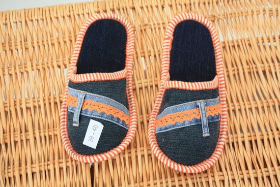 jeans slippers denim recycled smart gift, unisex Size 39- 40 EU