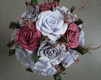 musical bouquet, paper roses, paper roses with notes, cottage decoration, wedding bouquet
