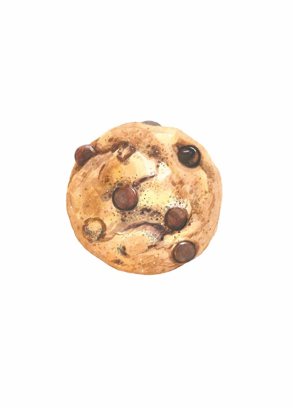Chocolate Chip Cookie Printable Painting Watercolor / Ukrainian.