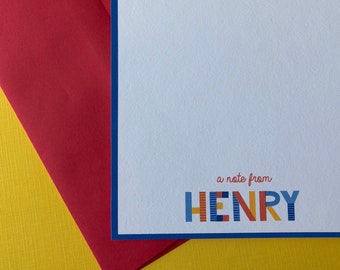 Colorful Font Stationery Set | Personalized Stationery | Boys Stationery