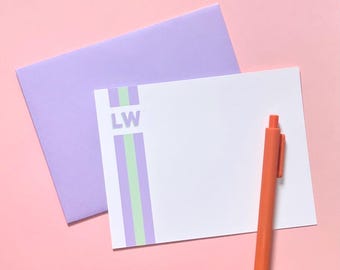 Monogram Stripe Stationery | Personalized Stationery