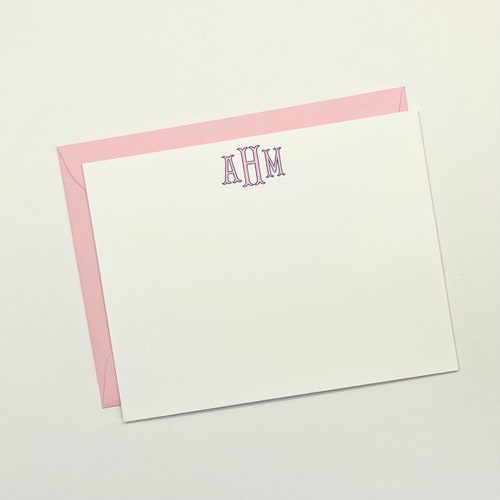 Two Initial Monogram Stationery Set Personalized Stationery Etsy
