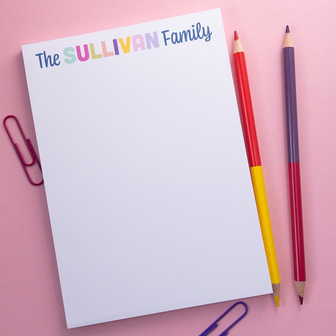 Colorful Family Notepad Personalized Notepads Etsy