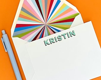 Colorful Lined Stationery Set | Personalized Notecards