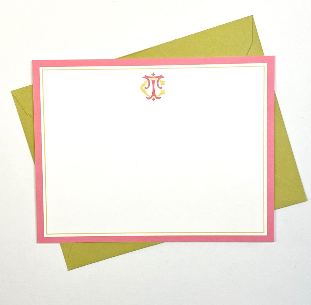 Two Initial Monogram Stationery Set Personalized Stationery Monogrammed