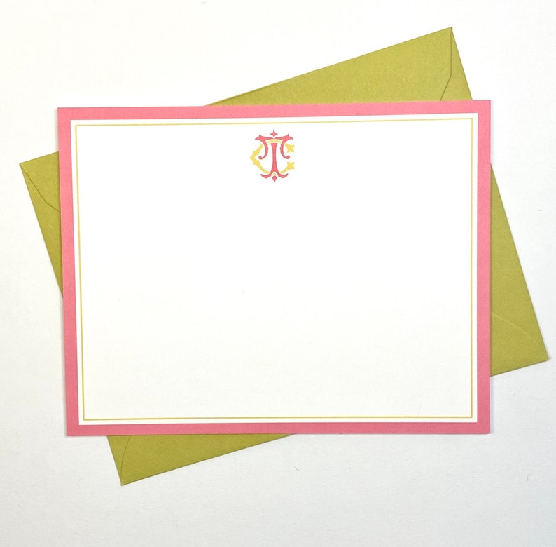 Two Initial Monogram Stationery Set Personalized Stationery Etsy