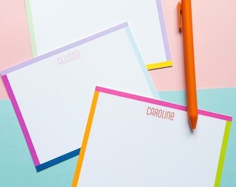 Personalized Modern Colorblock Notecards, Custom Stationery for Kids, Teens, Teacher Gift