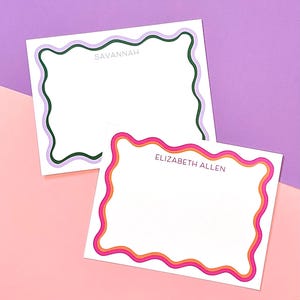Zweifarbiges gewelltes Bordüren-Briefpapier | Personalisiertes Briefpapier