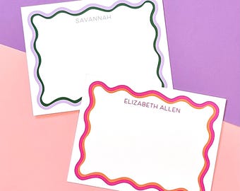Two Color Wavy Border Stationery | Personalized Stationery