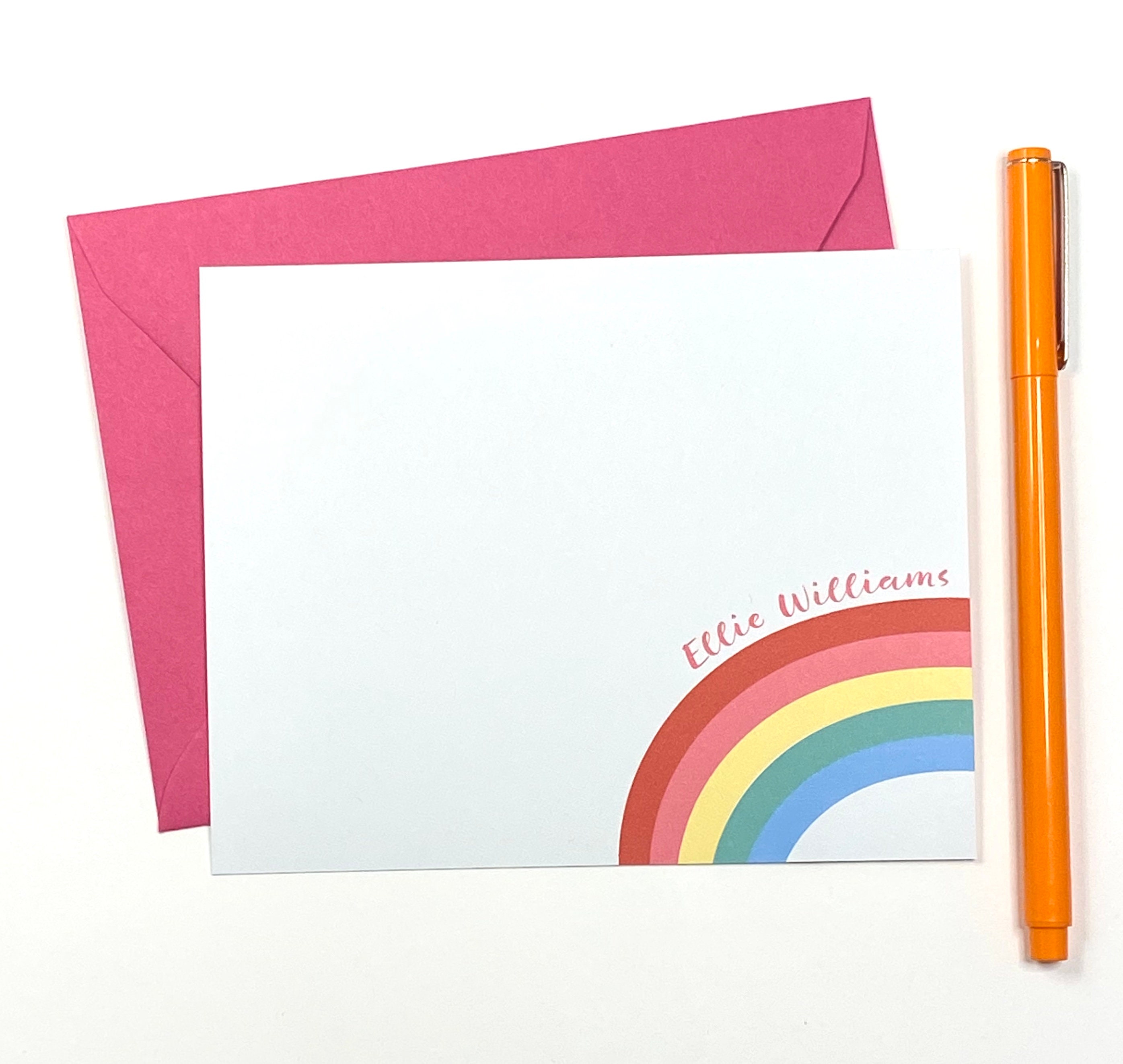 Rainbow Personalized Stationery Set | Kids Note Cards - Etsy