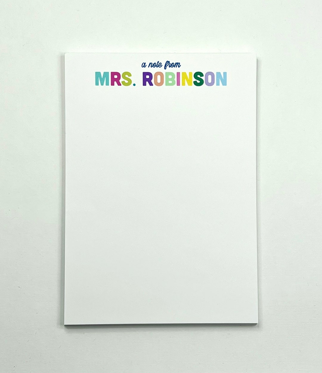 Notepad Lettering Colorful Font Notepad | Personalized Notepads - Etsy