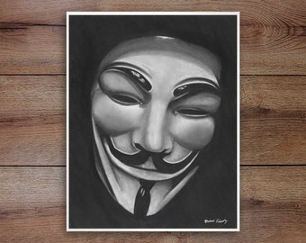 V for Vendetta, Graphite Drawing Print