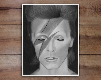 David Bowie, Graphite Drawing Print