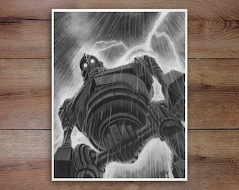 Iron Giant, Graphite Drawing Print