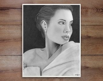 Angelina Jolie, Graphite Drawing Print