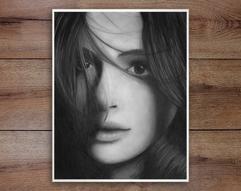 Anne Hathaway, Graphite Drawing Print