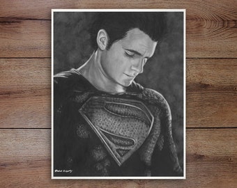 Superman, Graphite Drawing Print (Unframed)