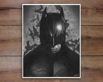 Batman, Graphite Drawing Print (Unframed)