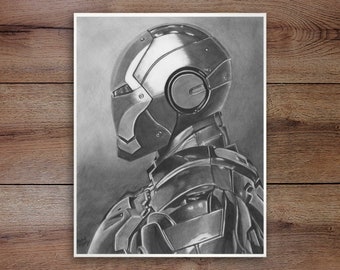 Iron Man, Graphite Drawing Print