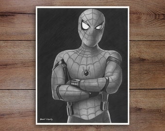 Spiderman, Graphite Drawing Print