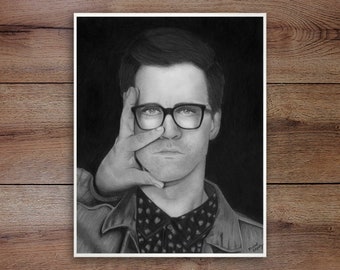 Link (Rhett & Link), Graphite Drawing Print