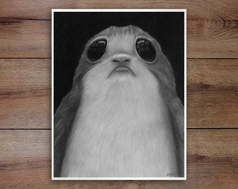 Porg, Graphite Drawing Print