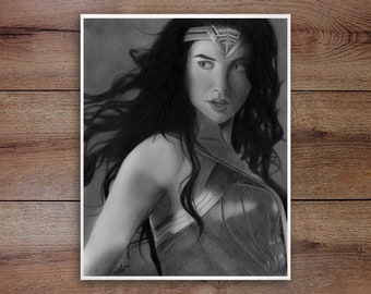 Wonder Woman, Graphite Drawing Print