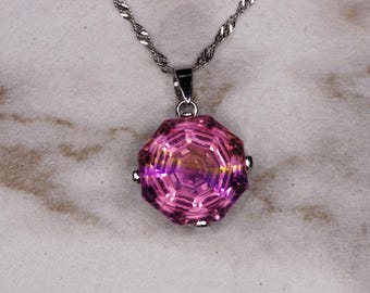 12.61 Carat Natural Ametrine Necklace in 925 Sterling Silver