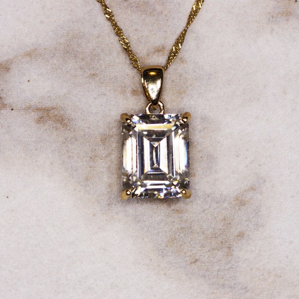 3.8 Carat Moissanite Necklace in 14k Yellow Gold