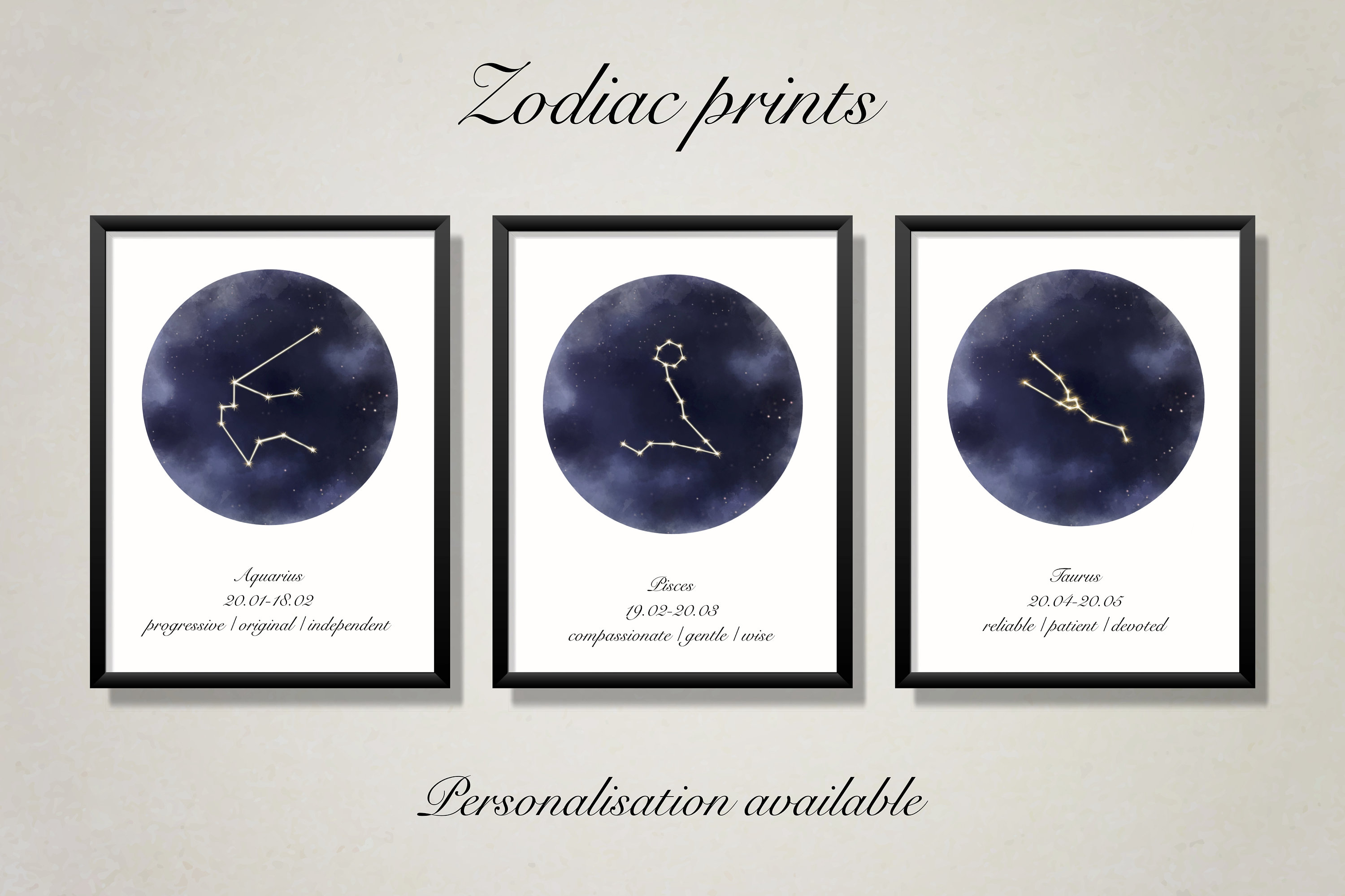 Star Sign Print Zodiac Wall Art Star Sign Wall Art Home Etsy