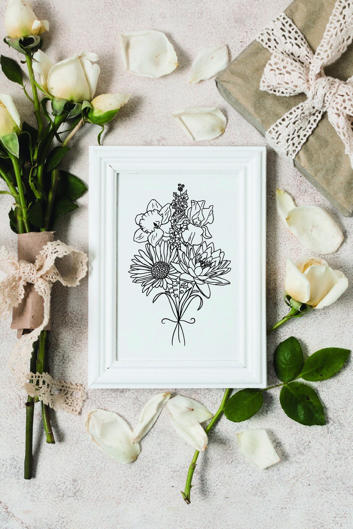 Custom Family Birth Flower Bouquet Personalized Gift for Etsy