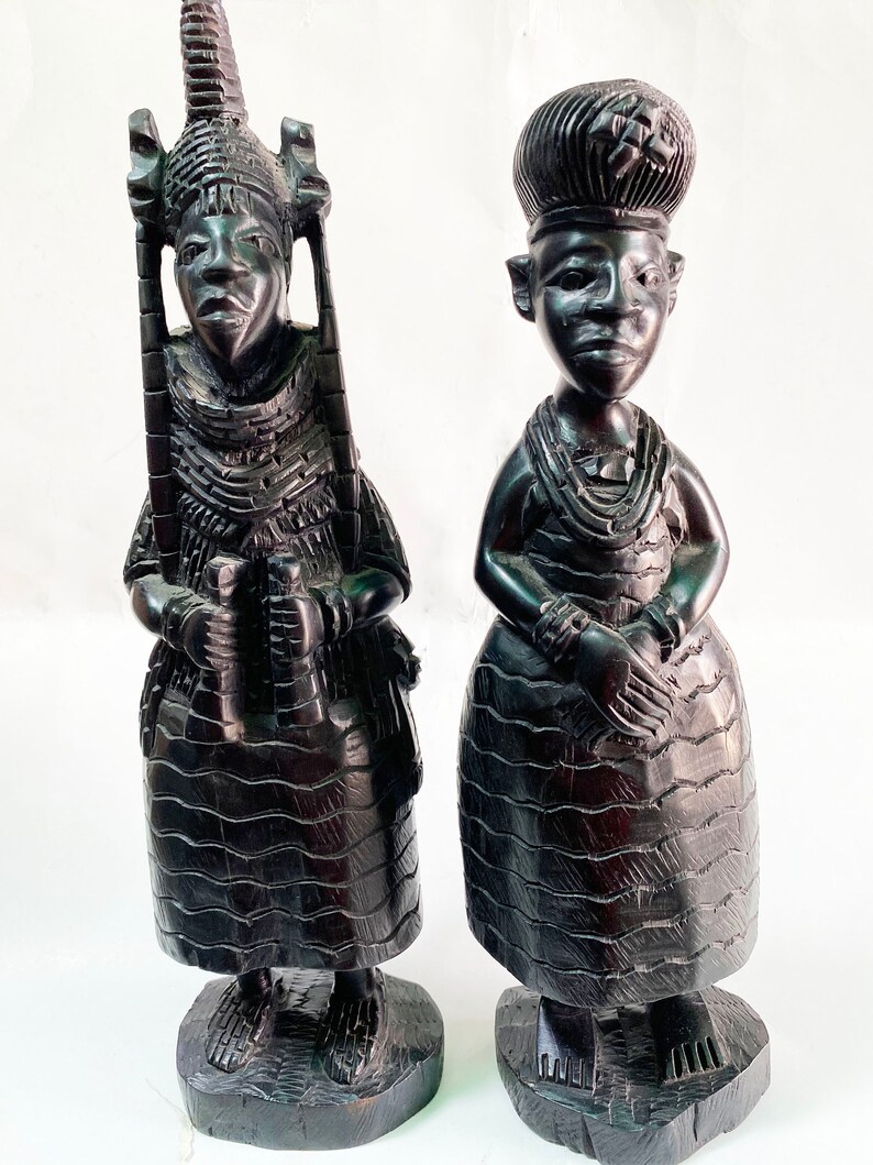 African Art Wooden Sculpture of Benin King and Queen Etsy UK