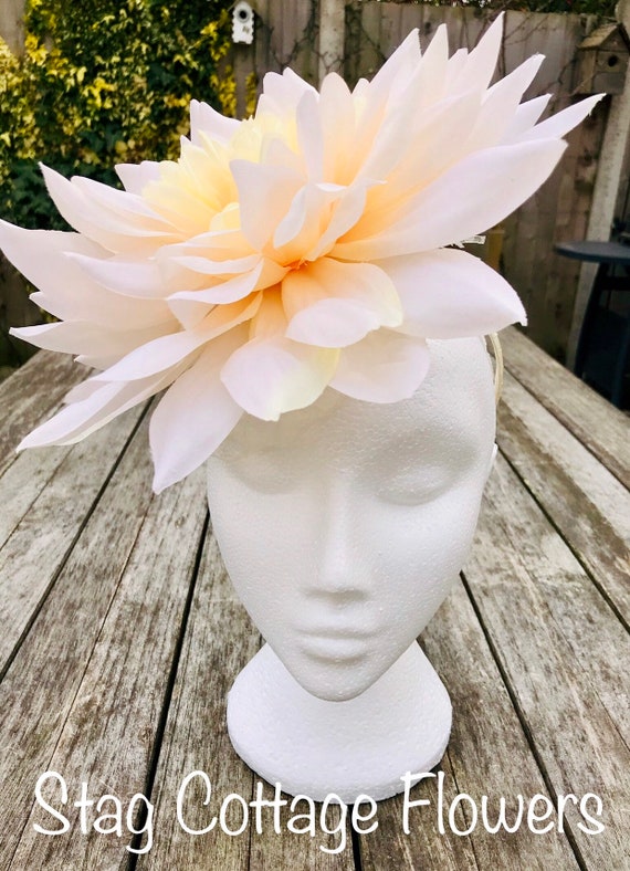 Fascinator Cream Blush Large Silk Faux Flower Hair Band Etsy