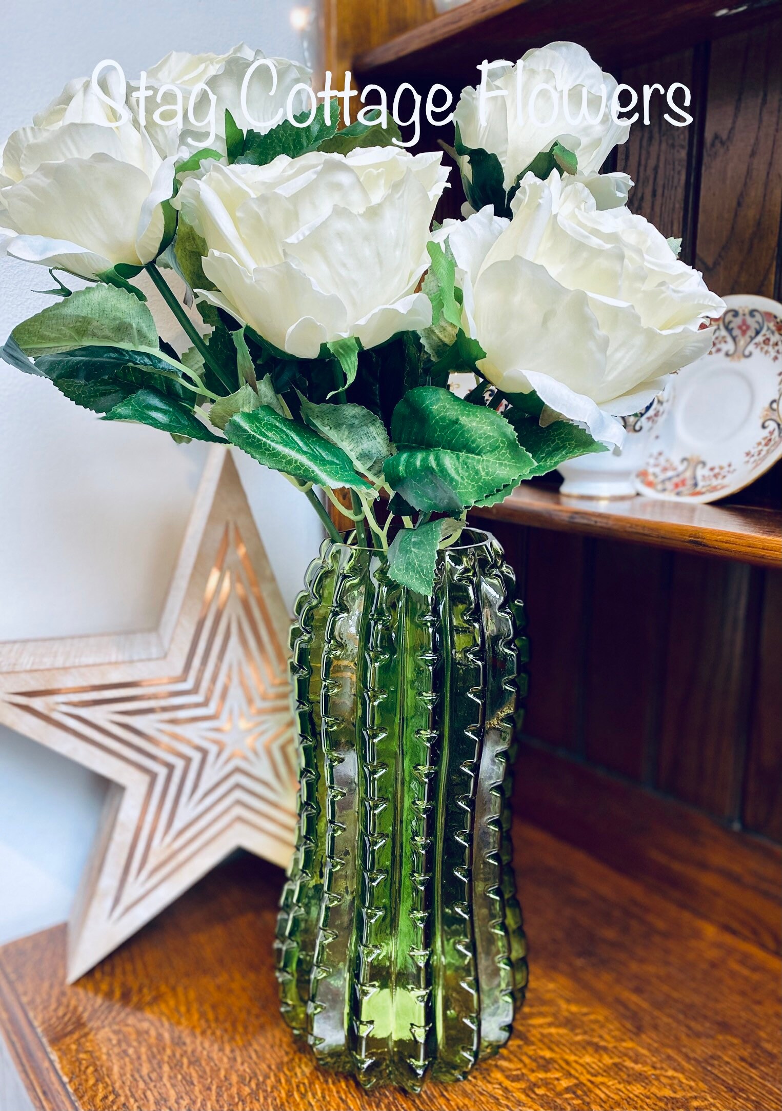 Vase Cacti vase Cactus vase Green vase Glass vase Flower Etsy