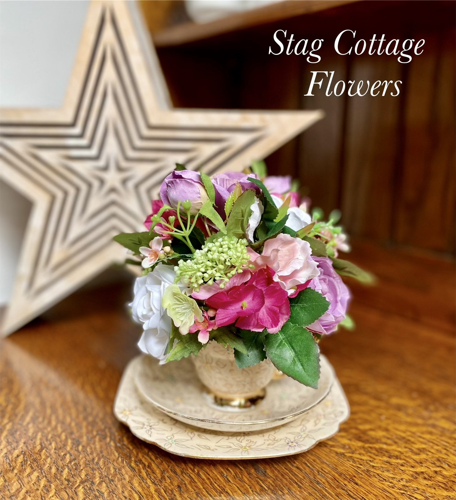 Flower arrangement Teacup and saucer Vintage cup and saucer Etsy