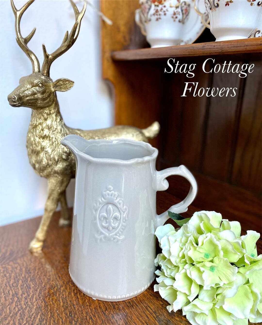 Ceramic Jug Fleur De Lis Jug Flower Vase Flower Jug Etsy