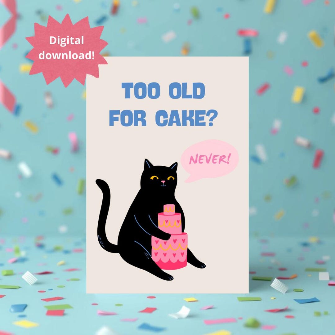 Digital Printable Cat Birthday Card | Funny Cute Cats | Instant ...