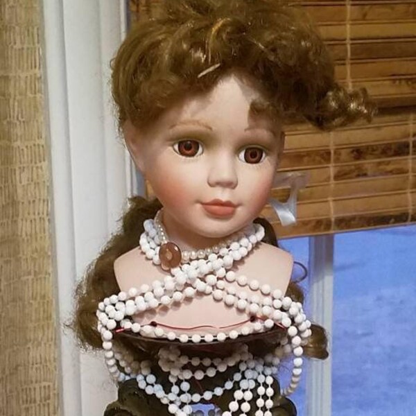 Porcelain Doll Head On Vintage Wrought Iron Candlestick Holder Art Piece Victorian Decor OOAK Centerpiece Bedroom Entryway Steampunk reborn