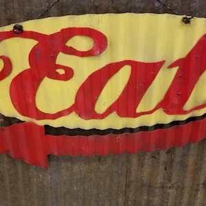 Eat Mid-Century Retro Metal Sign/Kitchen/BBQ/Cafe/Restaurant