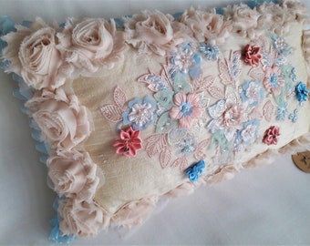 La Petite Bebe Handcrafted Ivory Silk Lace Boudoir Cushion Etsy