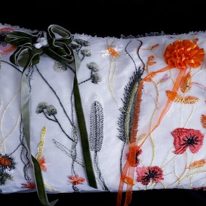Silk, lace cushion- Poppy- Handcrafted silk & lace boudoir cushion