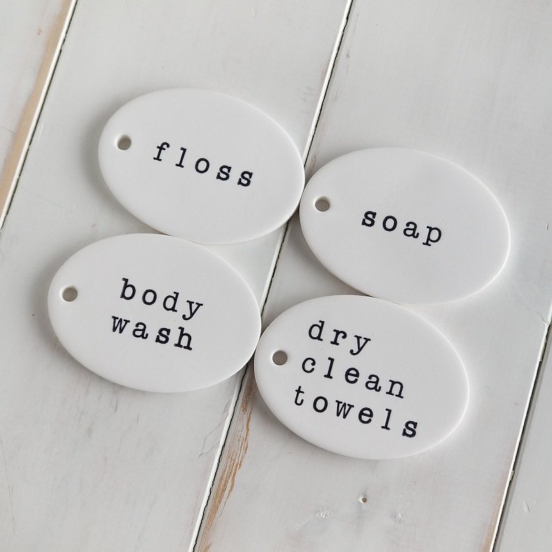 Organize Bathroom Storage Shelves Custom Bathroom Label Tags - Etsy